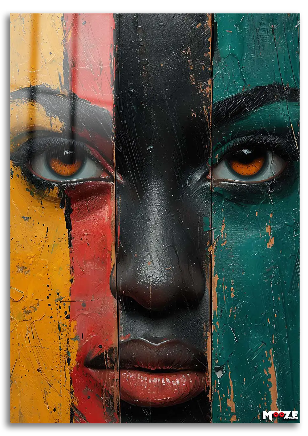 Ahşap Doku: Renkli Portre Magnet