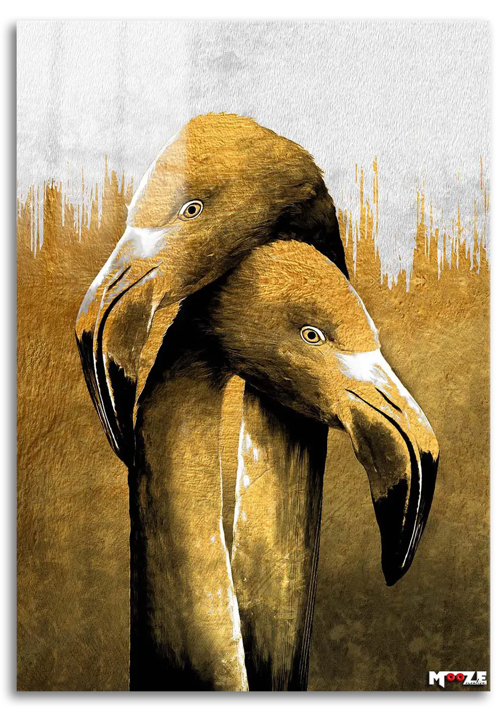 Altın Aşk: Soyut Flamingolar Magnet