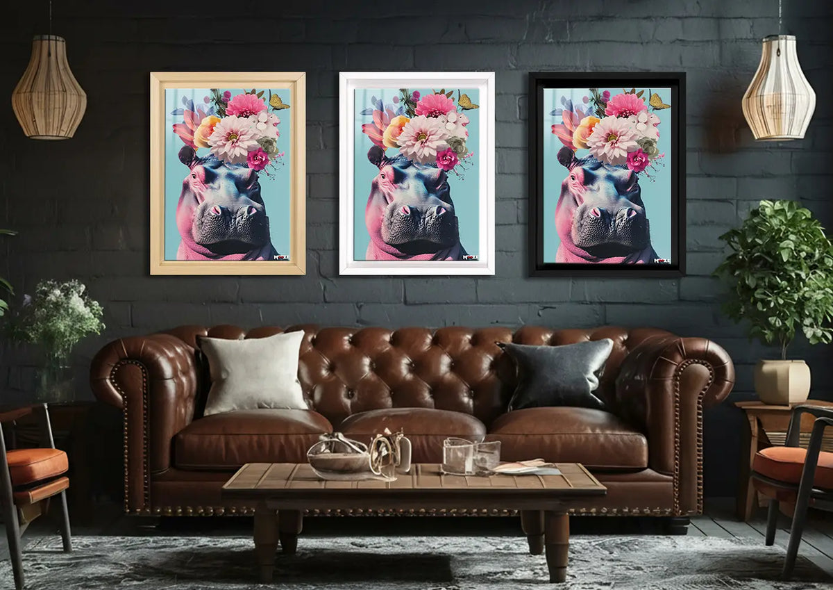 Çiçekli Hippo: Pembe Sanat