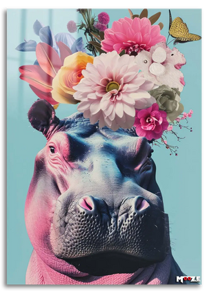 Çiçekli Hippo: Pembe Sanat
