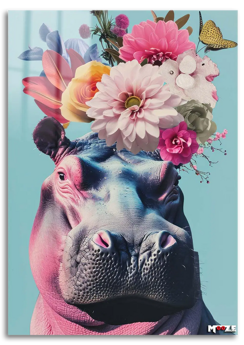 Çiçekli Hippo: Pembe Sanat