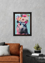 Çiçekli Hippo: Pembe Sanat