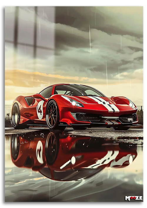 Islak Asfalt: Yarış Şeritli Ferrari