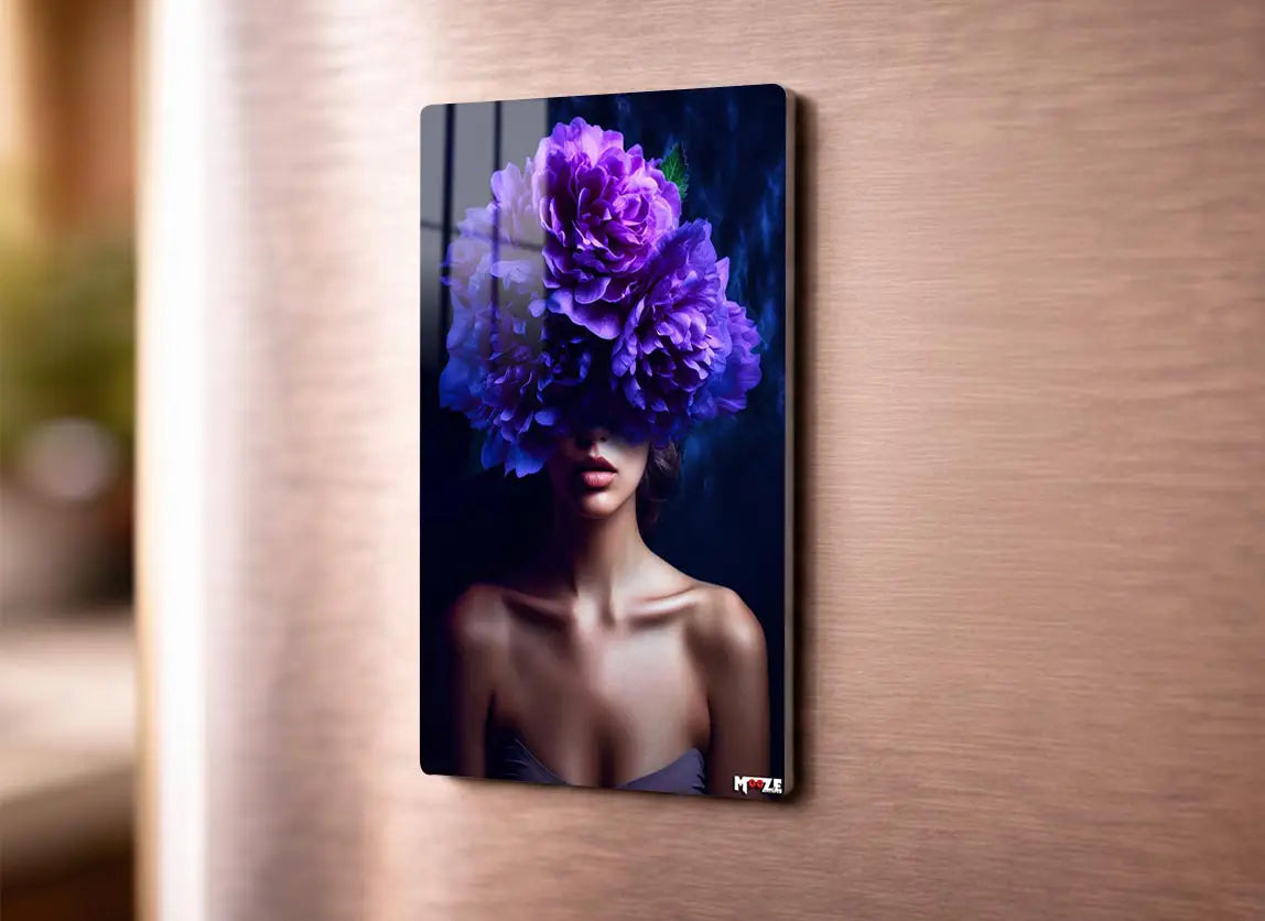 Mor Gizem: Çiçekli Maske Magnet