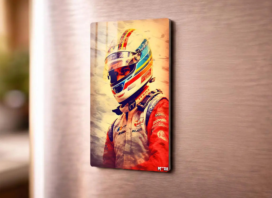 Retro Kask: Sanatsal Eskiz Magnet